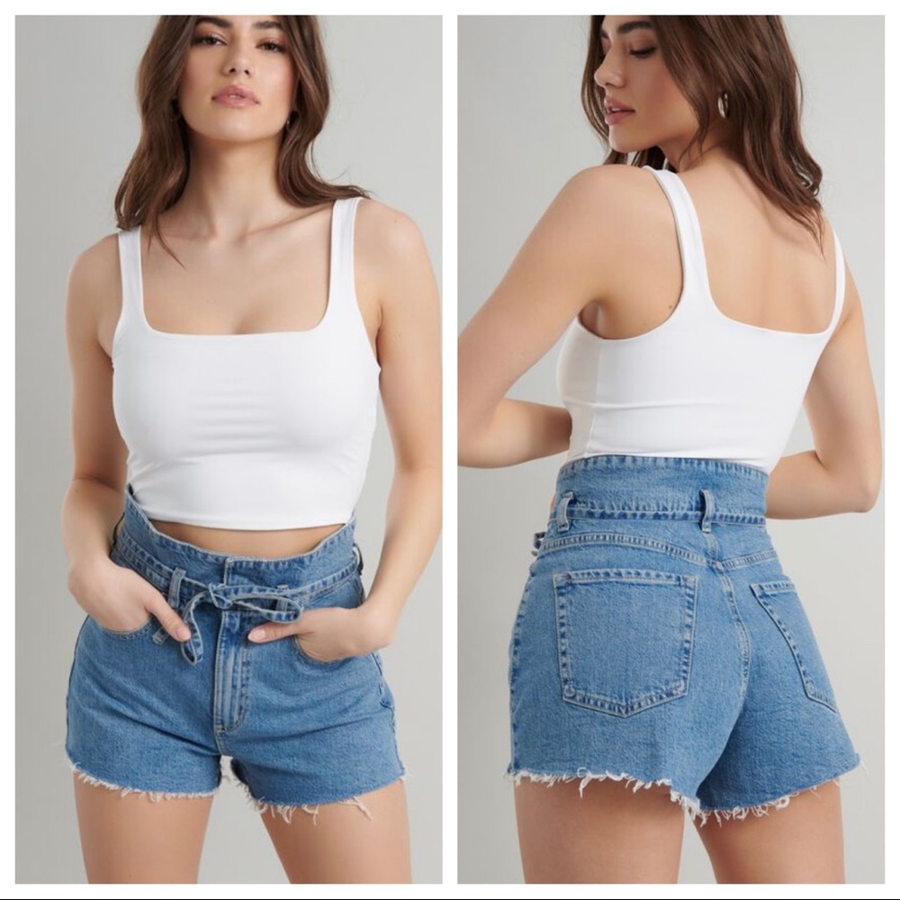 Garage High Waist Paperbag Tie Waist Raw Hem Jean Short  Women’s 31